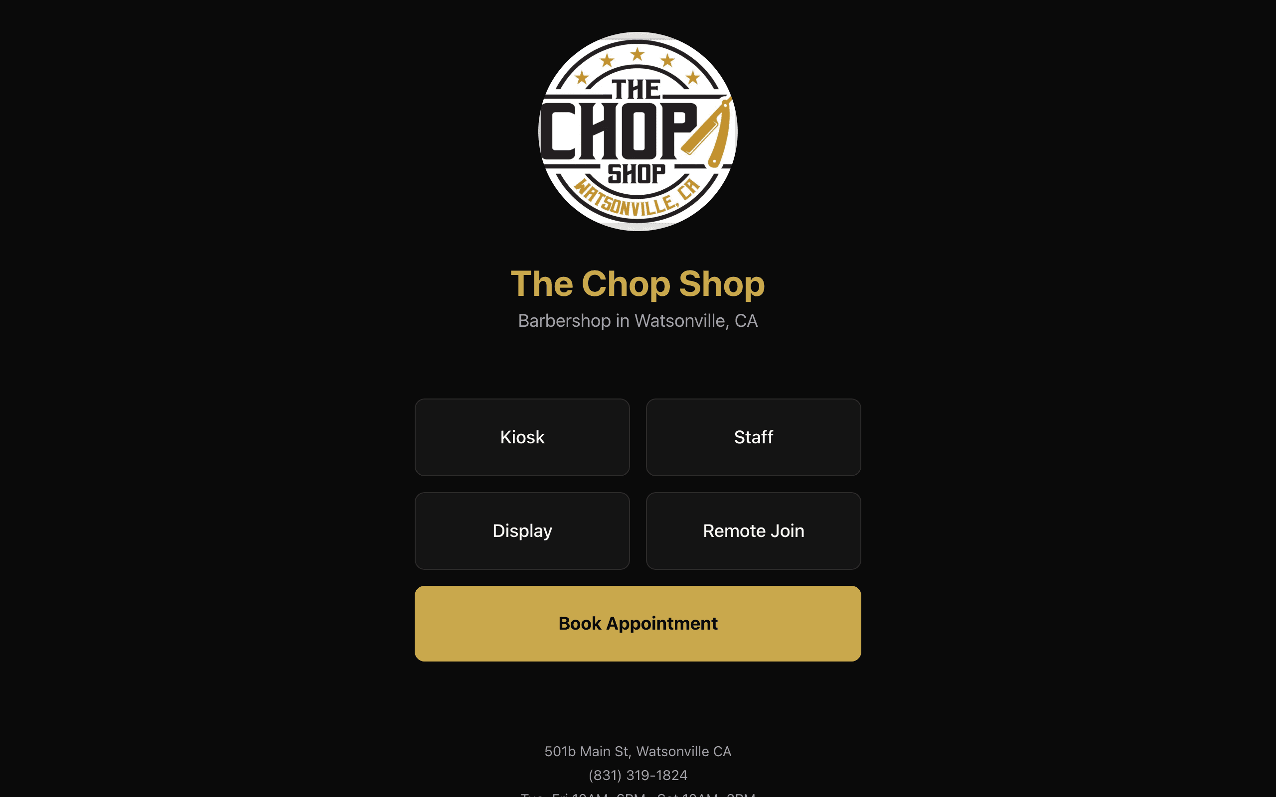 The Chop Shop — Walk-in Queue System